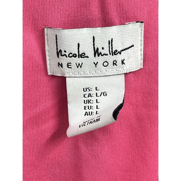 Nicole Miller Pink Print Maxi Dress Tropical Resort Sz Large - Picture 4 of 6